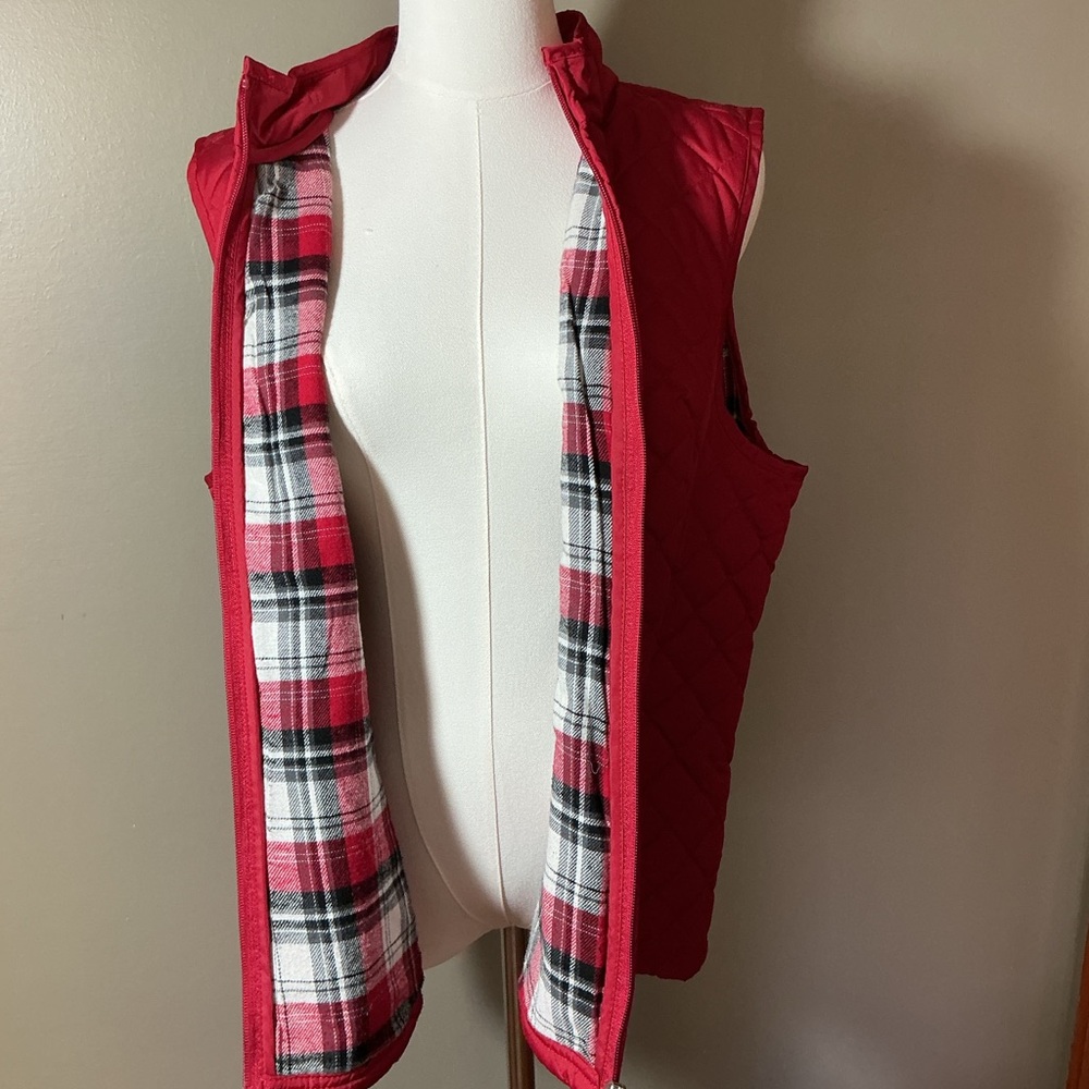Basic Editions Flannel Lined Quilted Crimson Vest - image 1
